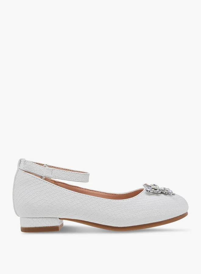 جونيورز حذاء باليرينا مزين بفراشة للبنات بإغلاق لاصق